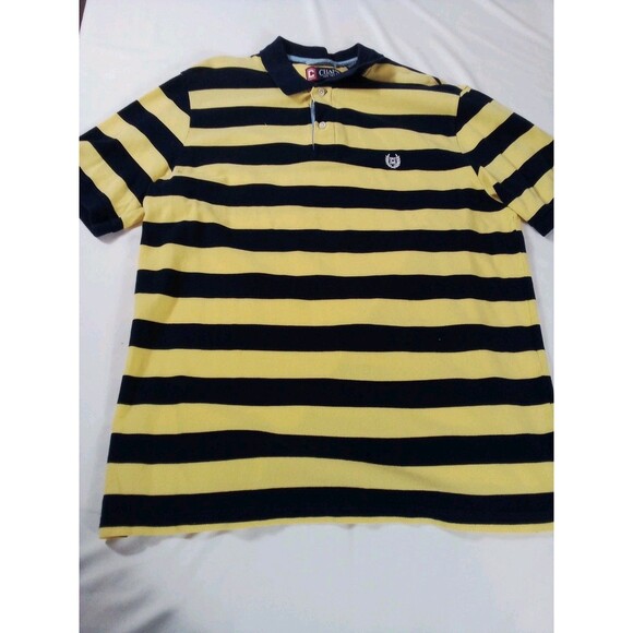 Men's Chaps Short Sleeve Yellow/Blue Stripes Size XL Polo Shirt - Picture 2 of 10